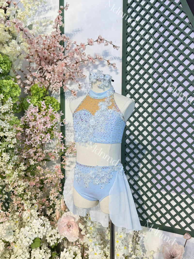 Baby Blue Diamond Lyrical Dance Costume: Jazz, Skating, Gymnastics