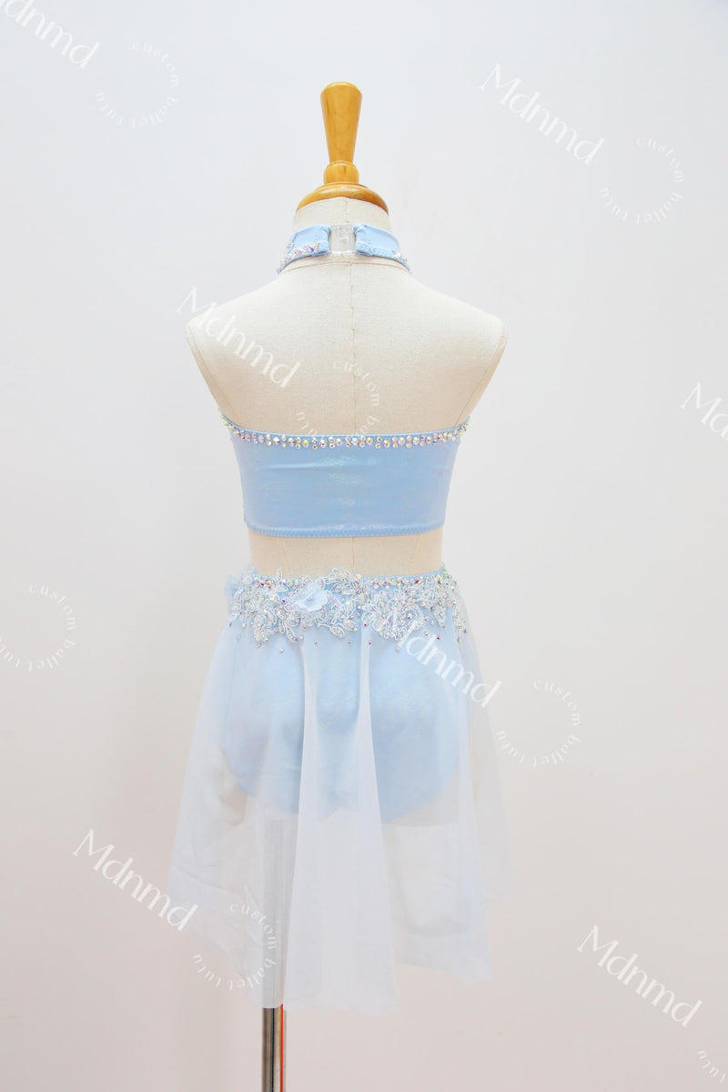Baby Blue Diamond Lyrical Dance Costume: Jazz, Skating, Gymnastics