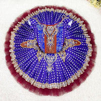 Handmade Royal Blue Ballet Tutu: Red and Gold Decorations, Professional Dance Costume