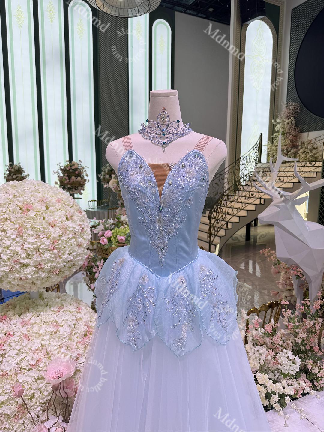 Swan Lake Act I Blue Romantic Ballet Gown - Custom Handmade Costume