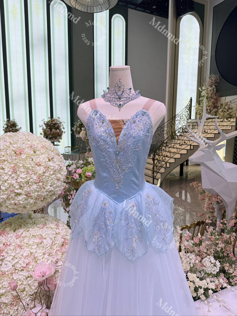 Swan Lake Act I Blue Romantic Ballet Gown - Custom Handmade Costume