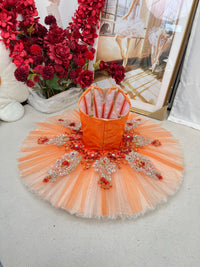 Orange Ballet Tutu Dress: Handmade Performance Dancewear
