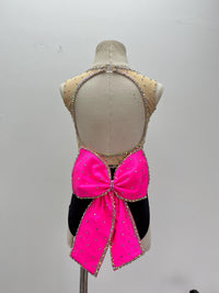 Handmade Contemporary Costume Lyrical Jazz Dance Costume: Crystal Bow, Professional Performance Dress