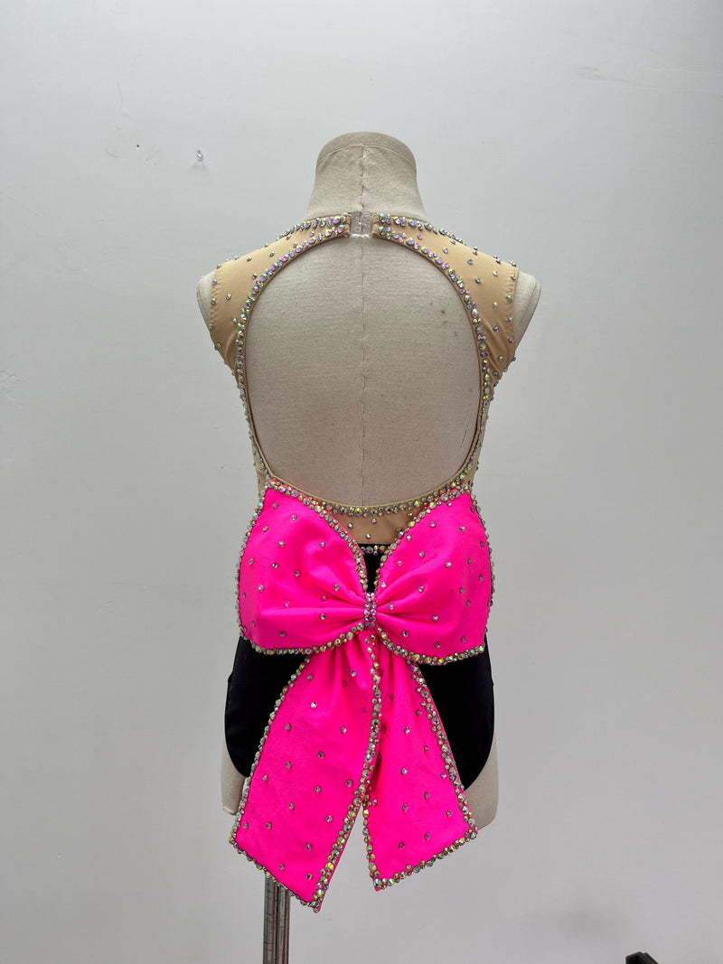 Handmade Contemporary Costume Lyrical Jazz Dance Costume: Crystal Bow, Professional Performance Dress