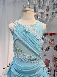 Handmade Contemporary Costume Baby Blue Lyrical Dance Costume: Diamond Performance Dress