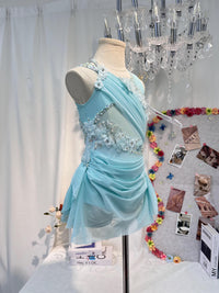 Handmade Contemporary Costume Baby Blue Lyrical Dance Costume: Diamond Performance Dress