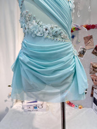 Handmade Contemporary Costume Baby Blue Lyrical Dance Costume: Diamond Performance Dress