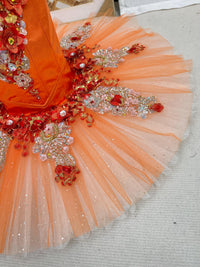 Orange Ballet Tutu Dress: Handmade Performance Dancewear