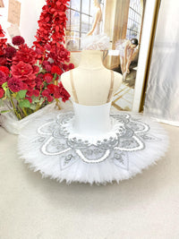 White and Silver Ballet Tutus Ballerina Costume Pancake tutu-Handmade Custom for Kids & Adults