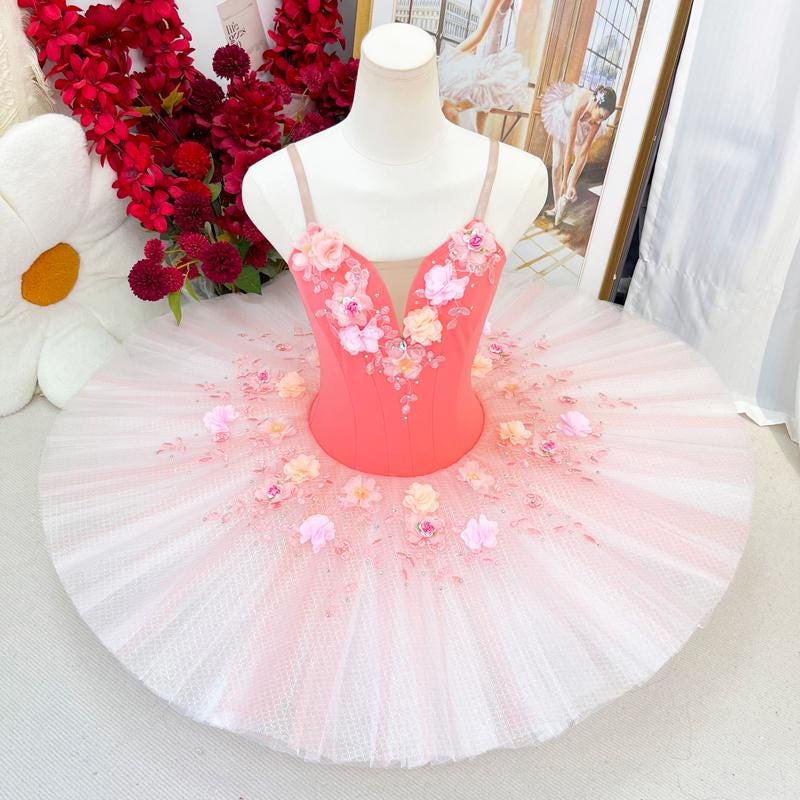Custom Professional Ballerina Costume | Floral Tutu in Pink, Blue, Orange, Yellow, Violet