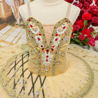 Champagne Ballet Tutu: Pachita Polonaise, Red Gemstone Accents, Customizable