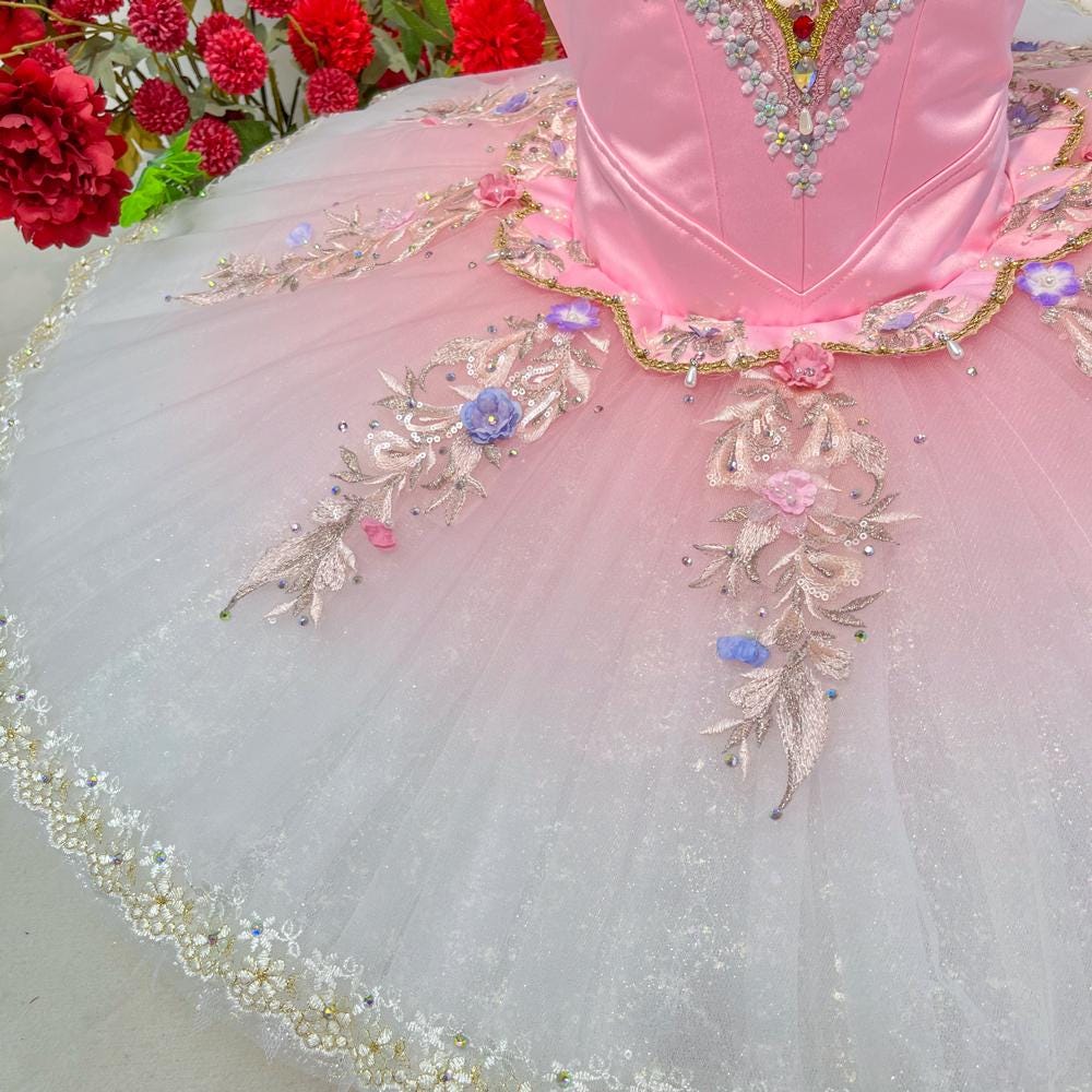 Sleeping Beauty Ballet Tutu: Pink Flower Design, Custom Fit