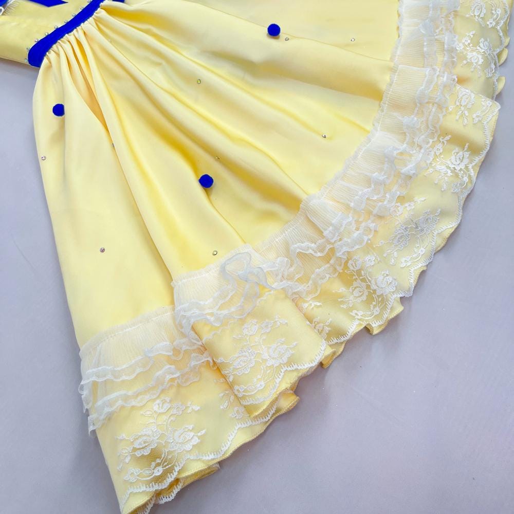 Custom Yellow Ballet Gown: Removable Blue Bow - Dance Performance Costume Nutcracker Costume