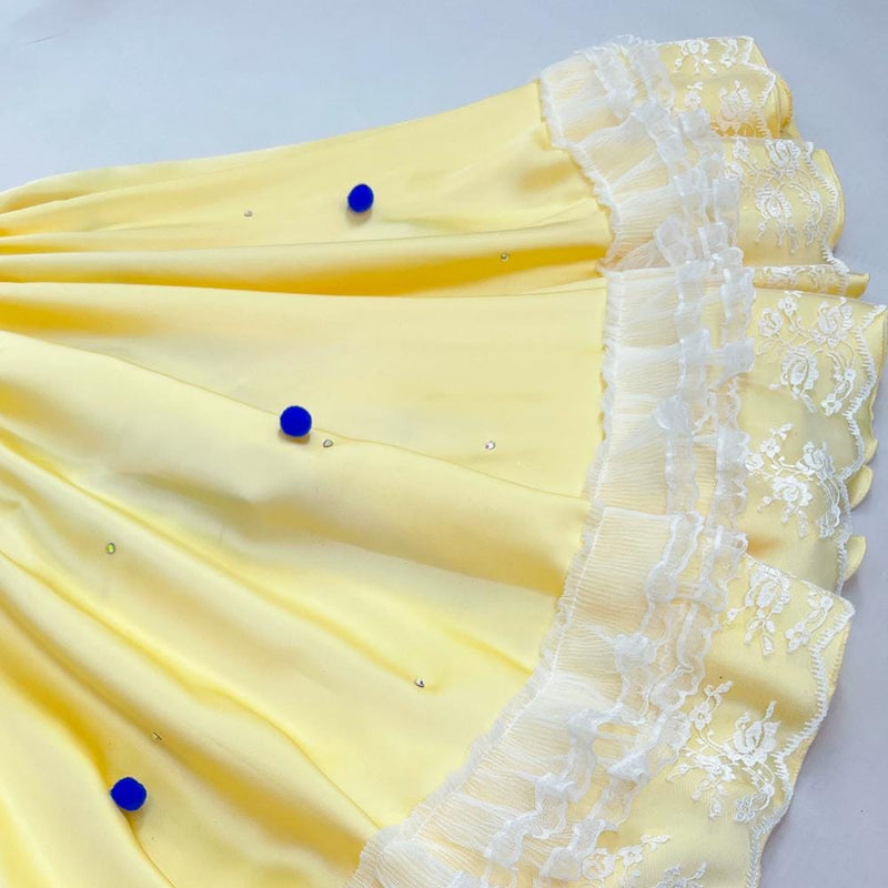 Custom Yellow Ballet Gown: Removable Blue Bow - Dance Performance Costume Nutcracker Costume
