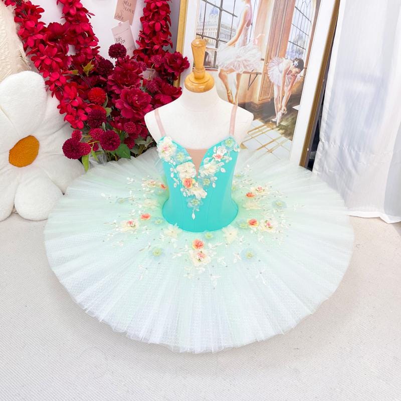 Custom Professional Ballerina Costume | Floral Tutu in Pink, Blue, Orange, Yellow, Violet