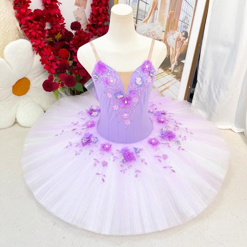 Custom Professional Ballerina Costume | Floral Tutu in Pink, Blue, Orange, Yellow, Violet