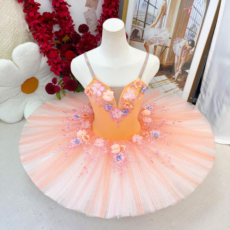 Custom Professional Ballerina Costume | Floral Tutu in Pink, Blue, Orange, Yellow, Violet