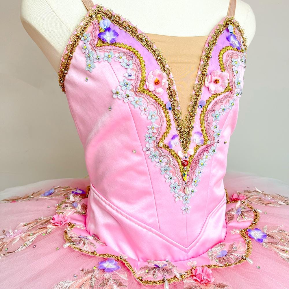 Sleeping Beauty Ballet Tutu: Pink Flower Design, Custom Fit