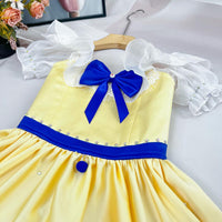 Custom Yellow Ballet Gown: Removable Blue Bow - Dance Performance Costume Nutcracker Costume