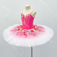 Handmade Rose Red Ballet Tutu Skirt - Custom Floral Embellished Ballerina Costume