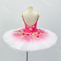 Handmade Rose Red Ballet Tutu Skirt - Custom Floral Embellished Ballerina Costume