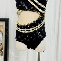 Custom-Made Black Fringe Freestyle Solo Lyrical Jazz Dance Costume - Handmade Contemporary Costume