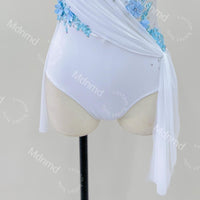 Custom Contemporary Costume Lyrical Dance Costume: White & Blue Floral Diamond Dress Handmade