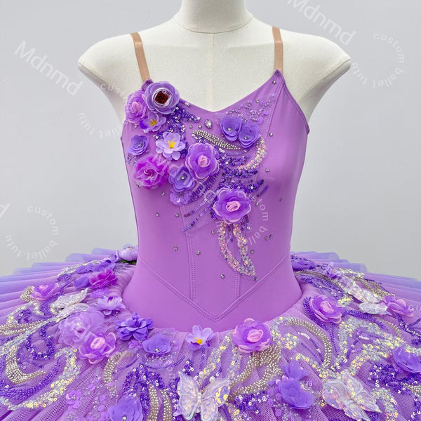 Purple Ombre Tutu Skirt for Ballet & Dance - Handmade, Custom Floral Embellished Costume