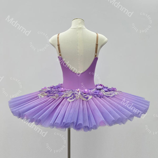 Purple Ombre Tutu Skirt for Ballet & Dance - Handmade, Custom Floral Embellished Costume