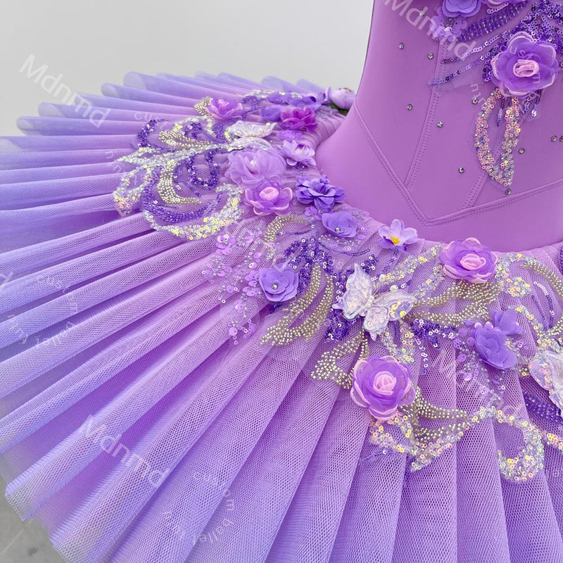Purple Ombre Tutu Skirt for Ballet & Dance - Handmade, Custom Floral Embellished Costume