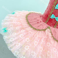 Handmade Pink Fairy Ballet Tutu Dress - Custom Doll-Inspired Dance Costume with Bow for Girls