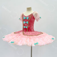 Handmade Pink Fairy Ballet Tutu Dress - Custom Doll-Inspired Dance Costume with Bow for Girls