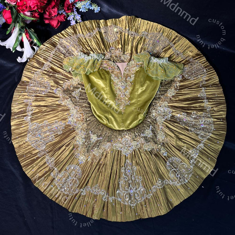 Gold Ballet Pancake Tutu: Silver Glitter, Handmade Dance Costume