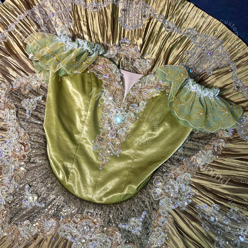 Gold Ballet Pancake Tutu: Silver Glitter, Handmade Dance Costume