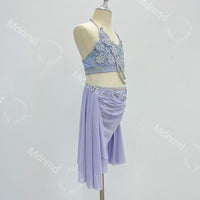 Custom Handmade Violet Freestyle Solo Lyrical Dance Costume with PearlDazzle Crystal Embellishments Contemporary Costume