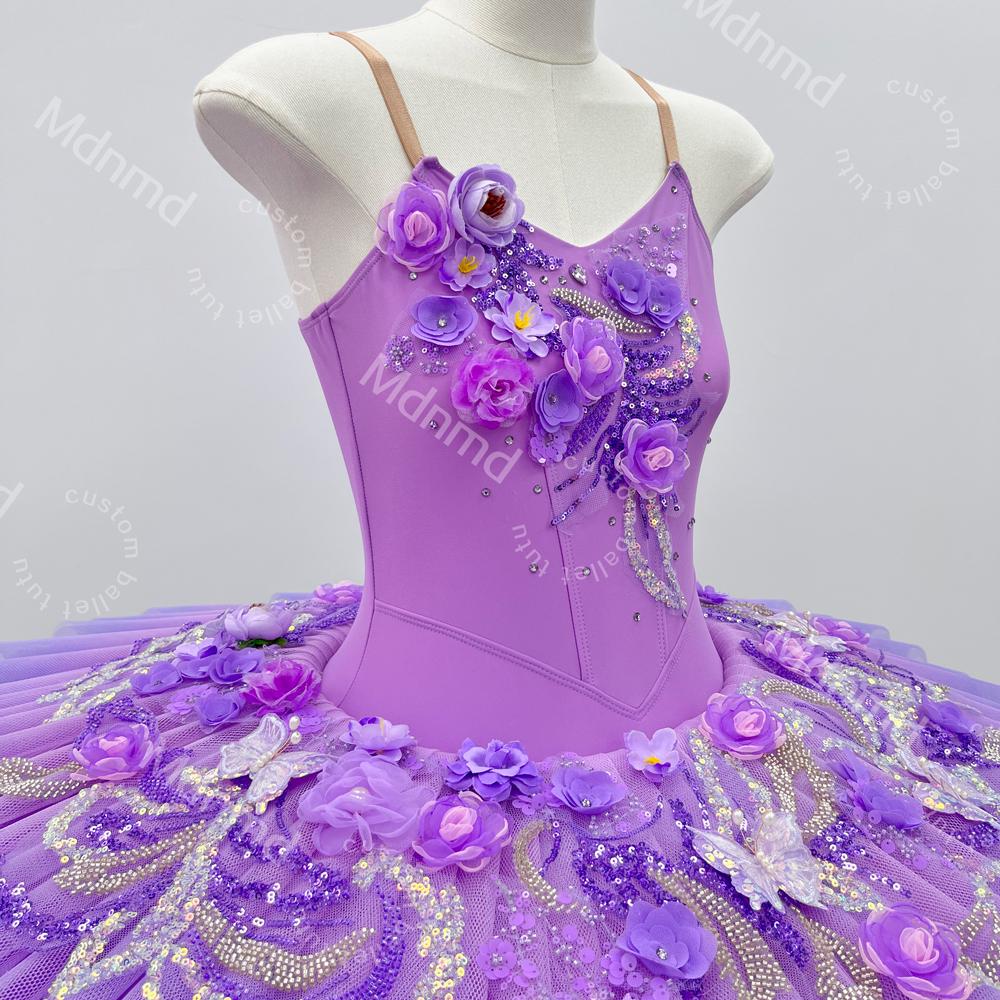 Purple Ombre Tutu Skirt for Ballet & Dance - Handmade, Custom Floral Embellished Costume