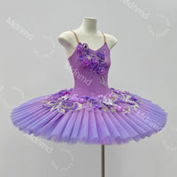 Purple Ombre Tutu Skirt for Ballet & Dance - Handmade, Custom Floral Embellished Costume