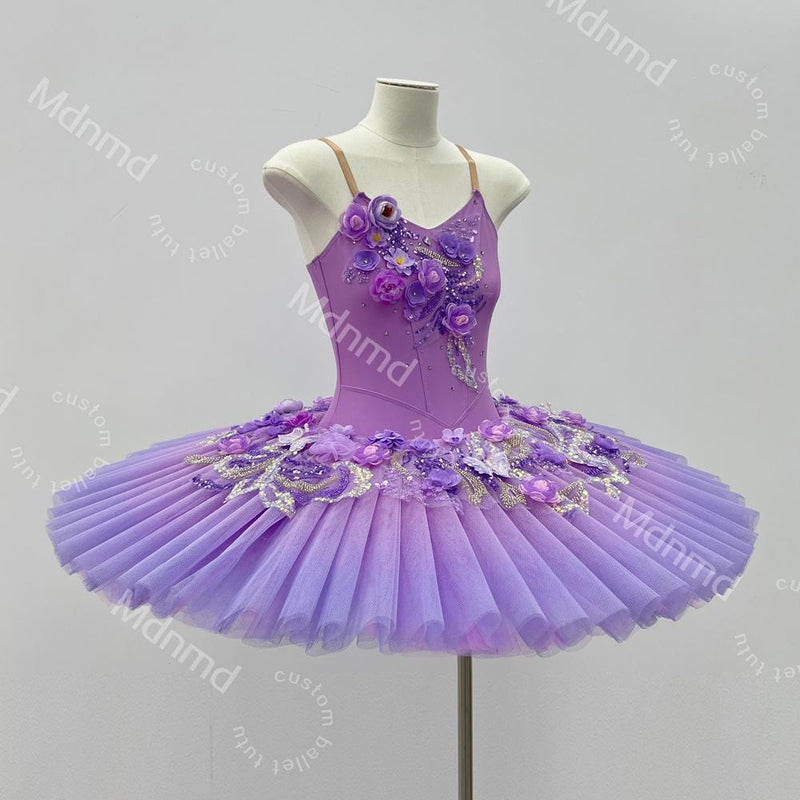 Purple Ombre Tutu Skirt for Ballet & Dance - Handmade, Custom Floral Embellished Costume