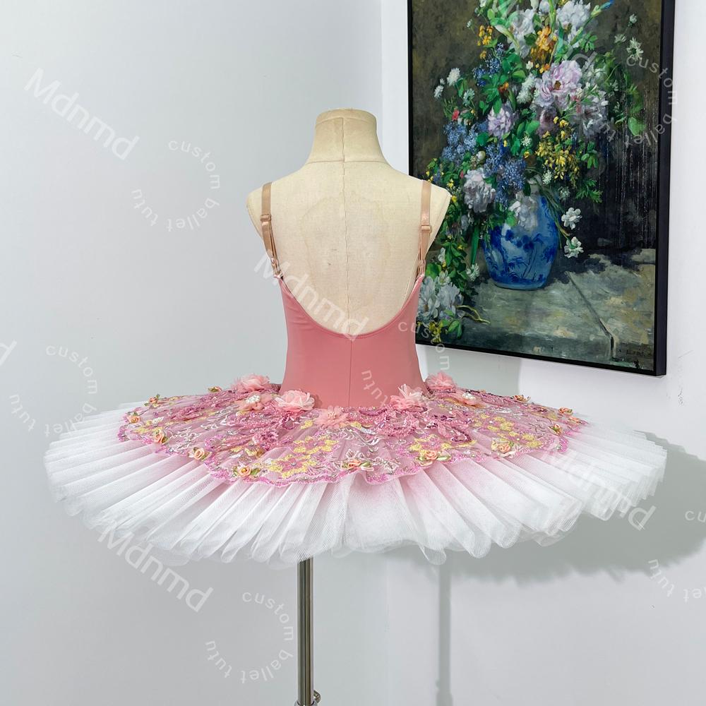 Handmade Ombre Floral Ballet Tutu Dress: Custom Ballerina Princess Dance Costume