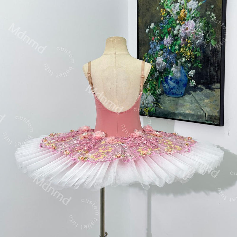 Handmade Ombre Floral Ballet Tutu Dress: Custom Ballerina Princess Dance Costume