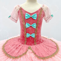 Handmade Pink Fairy Ballet Tutu Dress - Custom Doll-Inspired Dance Costume with Bow for Girls