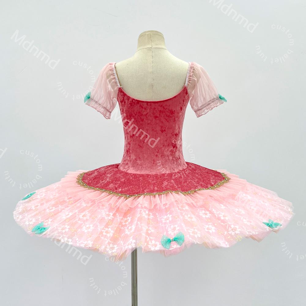 Handmade Pink Fairy Ballet Tutu Dress - Custom Doll-Inspired Dance Costume with Bow for Girls
