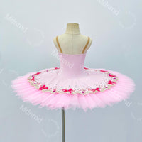 Handmade Pink Bow Ballet Tutu Dress - Custom Spaghetti Strap Princess Dance Costume for Girls