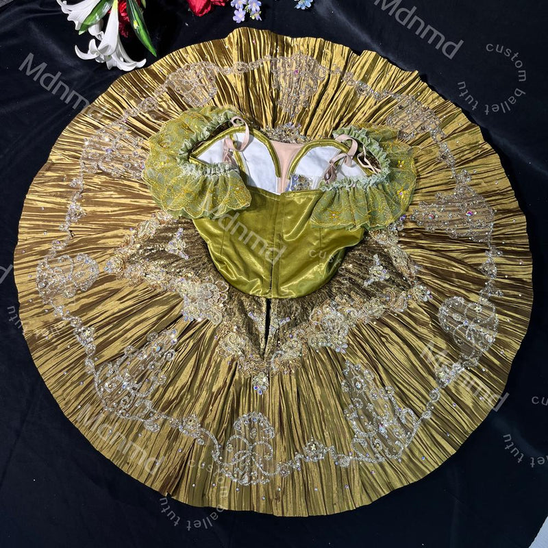 Gold Ballet Pancake Tutu: Silver Glitter, Handmade Dance Costume