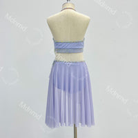 Custom Handmade Violet Freestyle Solo Lyrical Dance Costume with PearlDazzle Crystal Embellishments Contemporary Costume