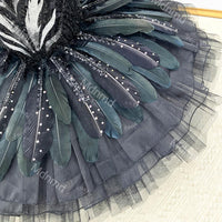 Black Swan Professional Ballet Tutu - Handmade Feathers, Custom Fit for Swan Lake Performances