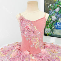 Handmade Ombre Floral Ballet Tutu Dress: Custom Ballerina Princess Dance Costume