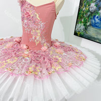 Handmade Ombre Floral Ballet Tutu Dress: Custom Ballerina Princess Dance Costume