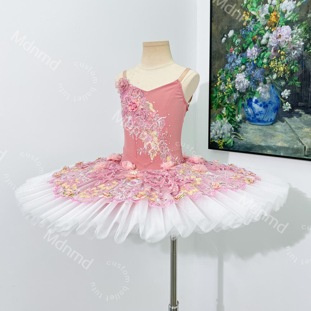 Handmade Ombre Floral Ballet Tutu Dress: Custom Ballerina Princess Dance Costume