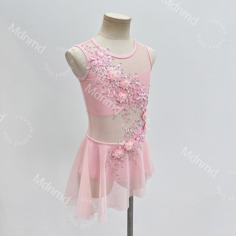 Handmade Pink Lyrical Dance Dress - Contemporary Ballet Costume